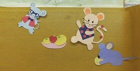 画像：3ひきのねずみの切り紙装飾