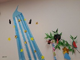 画像：天の川の壁面飾り。