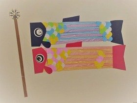 こいのぼりの壁面装飾の画像