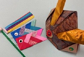 こいのぼりとかぶとの折り紙作品の画像