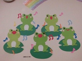 写真2　カエルが合唱していて、遠くに虹が見える